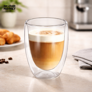 DANNY HOME DOUBLE WALLED BOROSILICATE GLASS ESPRESSO CUP SET 80ML HEAT RESISTANT INSULATED COFFEE TEA GLASSES (2PCS)