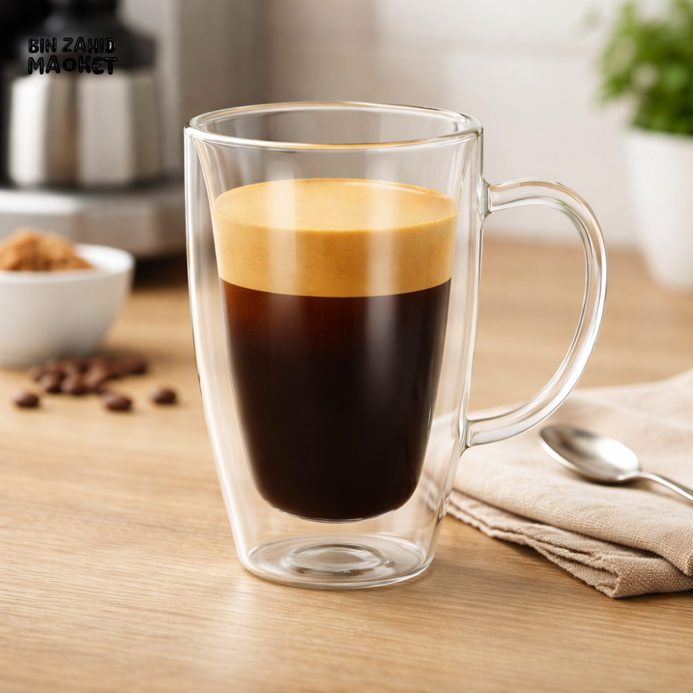 DANNY HOME DOUBLE WALLED BOROSILICATE GLASS ESPRESSO MUG SET 80ML HEAT RESISTANT INSULATED COFFEE CUPS 2PCS DW03-05