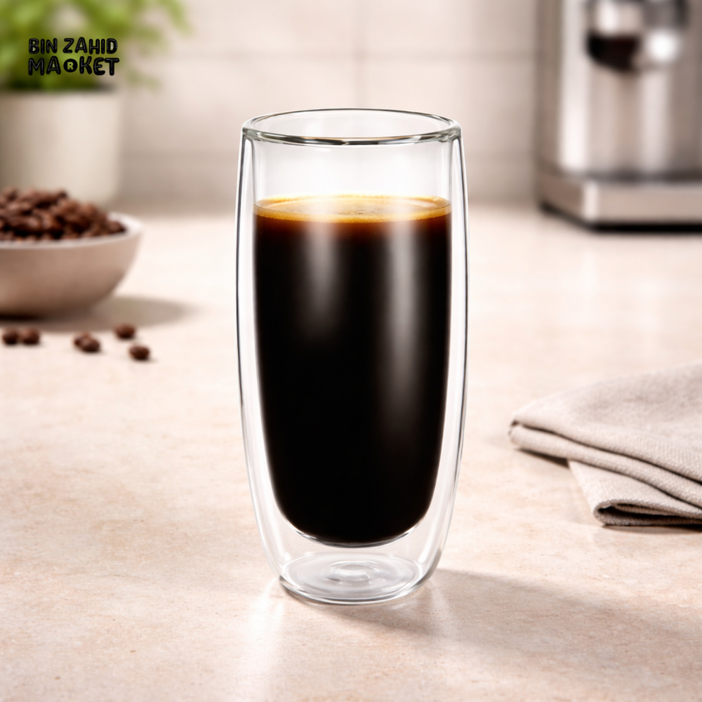 DANNY HOME DOUBLE WALLED BOROSILICATE GLASS LATTE COFFEE TEA CUPS 400ML HEAT RESISTANT INSULATED DRINKING GLASSES SET