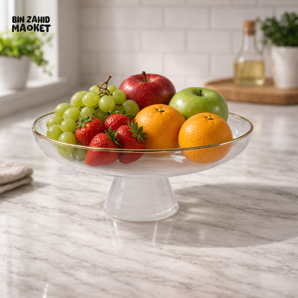 DANNY HOME ELEGANT GLASS FRUIT TRAY WITH PEDESTAL -WY39-08