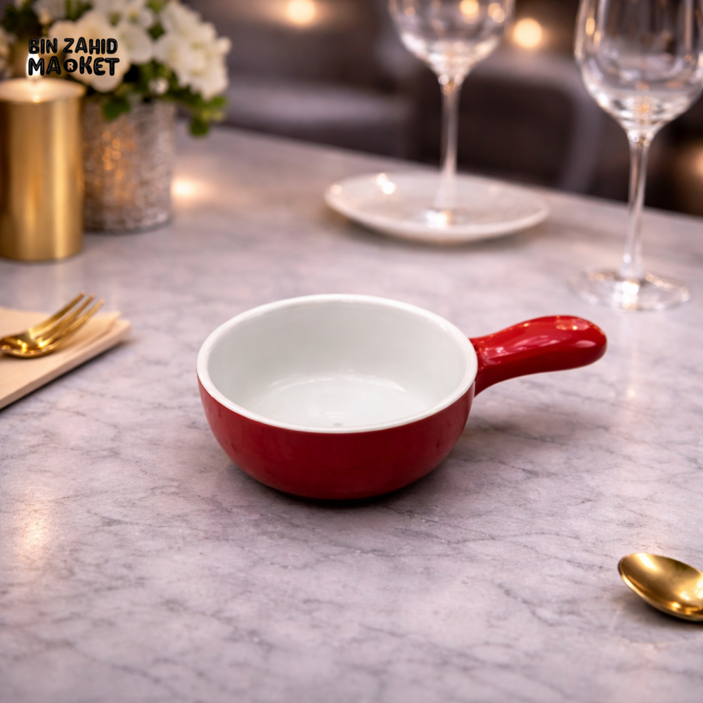 DANNY HOME ELEGANT RED CERAMIC MINI SERVING PAN – GOLD DINING COLLECTION - DS2103-03