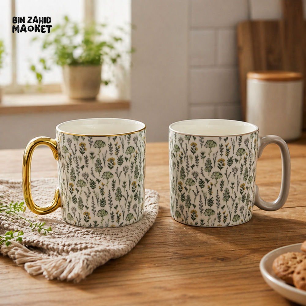DANNY HOME FLORAL CERAMIC MUG SET 310ML 2PCS GIFT SET BZ01-58-2