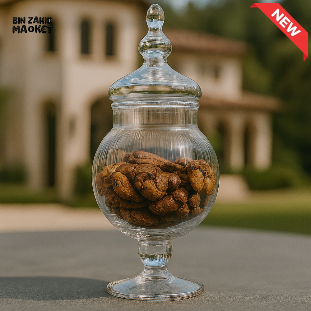 DANNY HOME GLASS APOTHECARY JAR WITH LID – COOKIE & SNACK STORAGE CONTAINER CB 60
