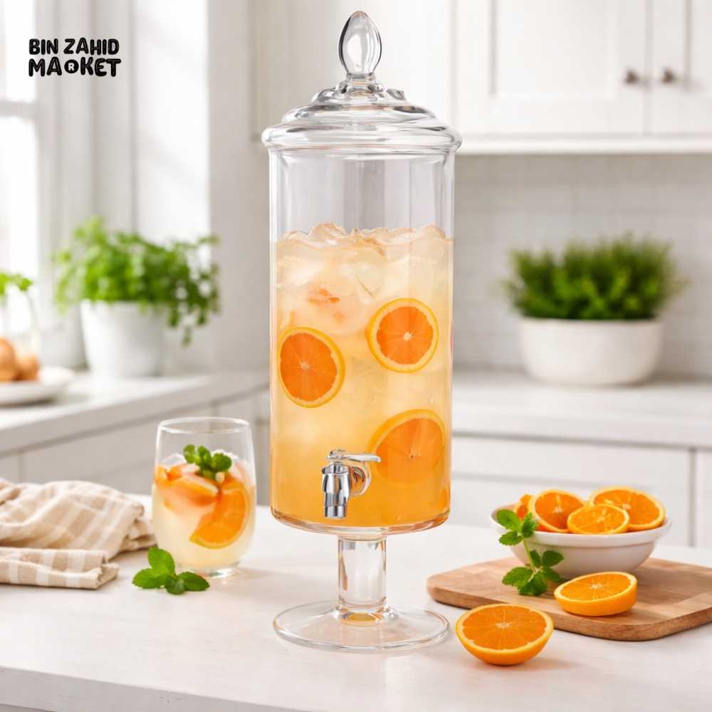 DANNY HOME GLASS BEVERAGE DISPENSER WITH TAP 6L JUICE JAR WITH STAND – CB-26 JUICER GLASS JAR 6C