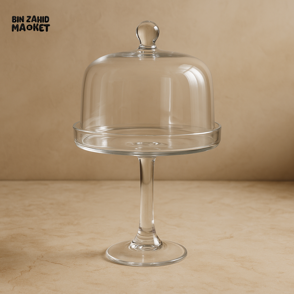 DANNY HOME GLASS CAKE STAND WITH DOME COVER DECORATIVE TABLETOP SERVER CB 44