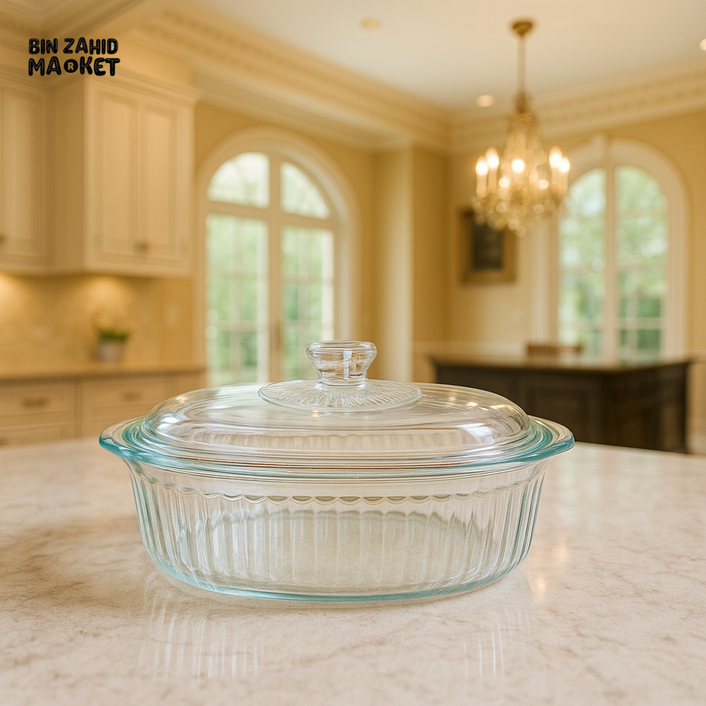 DANNY HOME GLASS CASSEROLE WITH LID – OVEN SAFE LUXURY VILLA TABLETOP COOKWARE 2800ML GC01 28