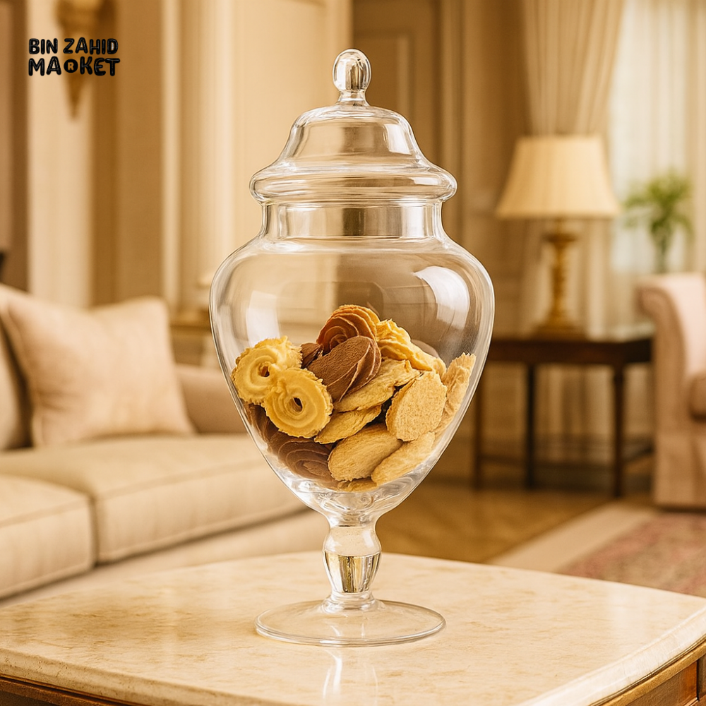 DANNY HOME GLASS COOKIE JAR WITH LID – LUXURY APOTHECARY STYLE BISCUIT STORAGE CONTAINER FOR SNACKS & TREATS