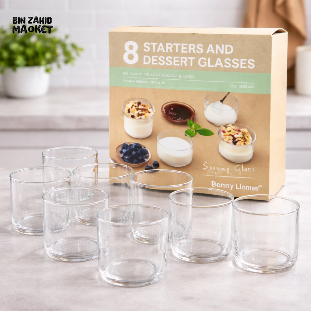 DANNY HOME GLASS DESSERT BOWL SET 4PCS 200ML CLEAR SERVING CUPS FOR ICE CREAM PUDDING SNACKS XF030