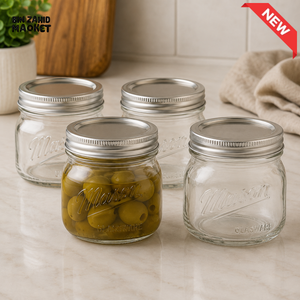 DANNY HOME GLASS MASON STORAGE JAR SET WITH METAL LIDS - 6 PIECE SET