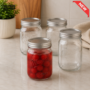 DANNY HOME GLASS MASON STORAGE JAR SET WITH METAL LIDS - 6 PIECE SET