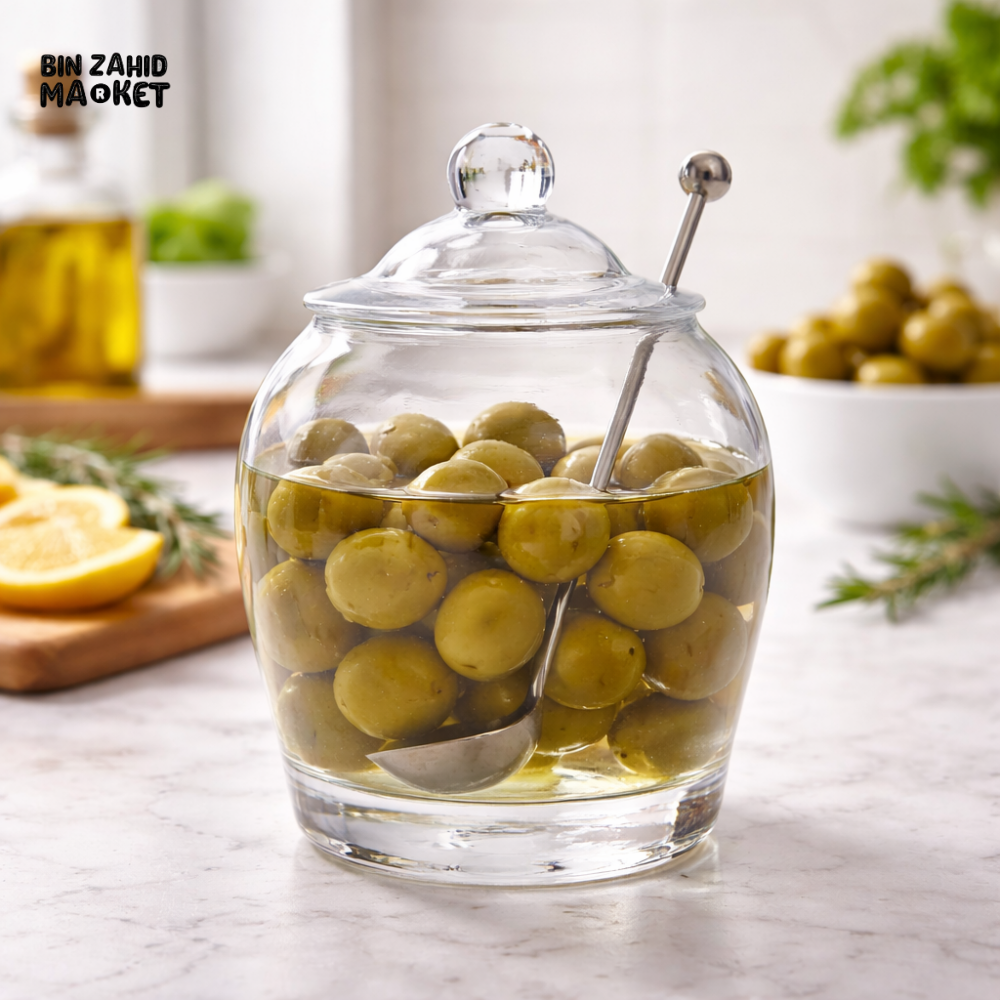 DANNY HOME GLASS OLIVE JAR WITH LID & SPOON - CB-50