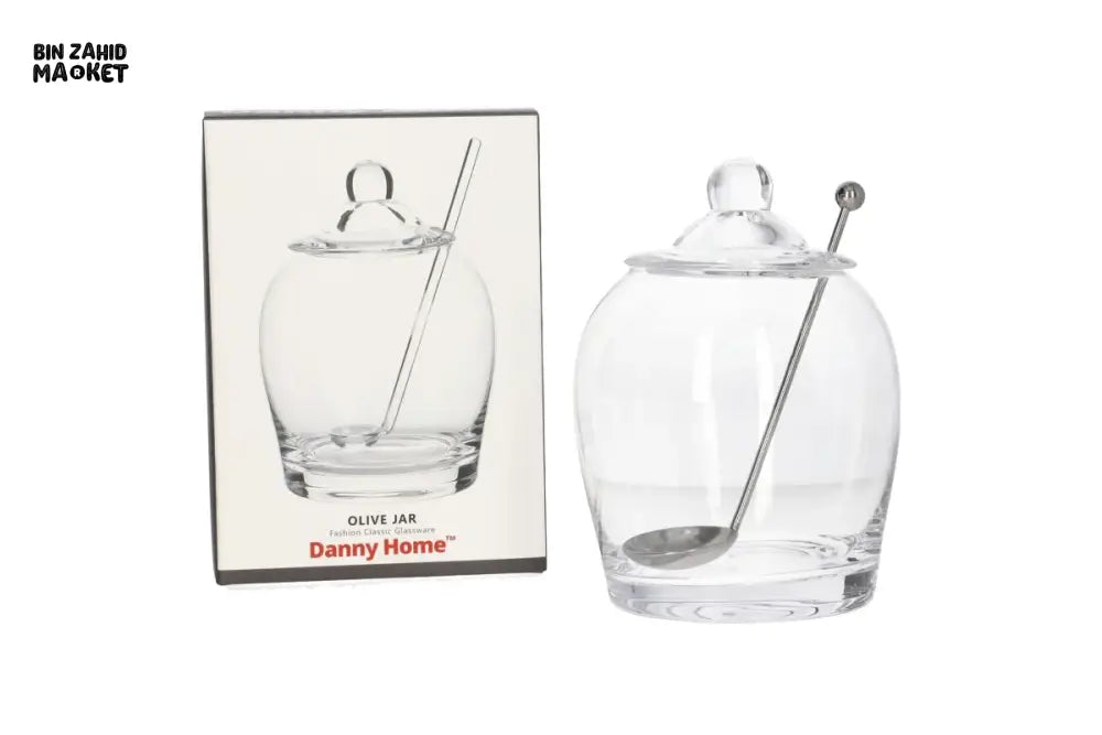 DANNY HOME GLASS OLIVE JAR WITH LID & SPOON - CB-50