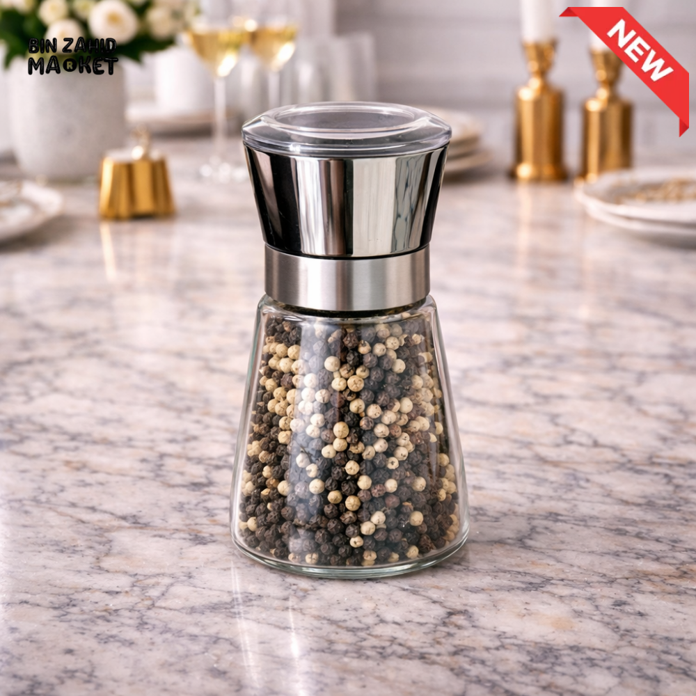 DANNY HOME GLASS SALT AND PEPPER GRINDER WITH STAINLESS STEEL TOP -1900-3A