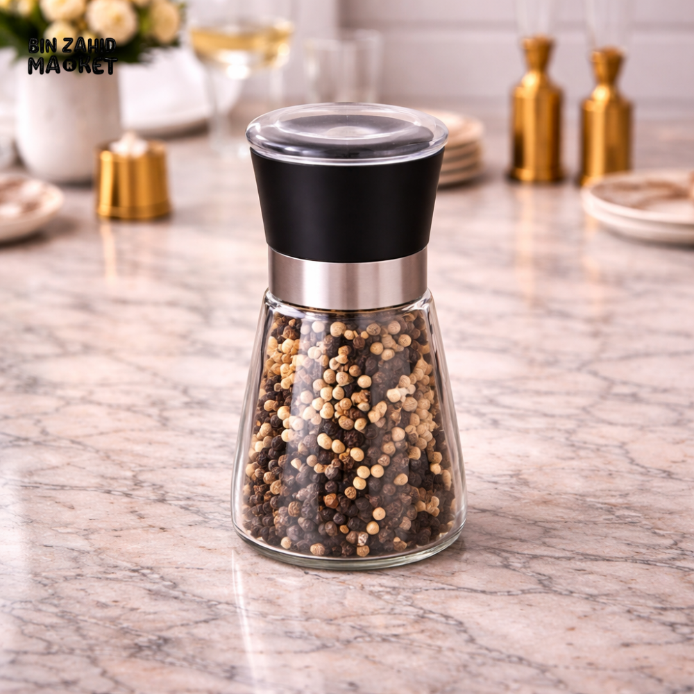 DANNY HOME GLASS SALT & PEPPER GRINDER – LUXURY MANUAL SPICE MILL SEASONING BOTTLE -1900-3B