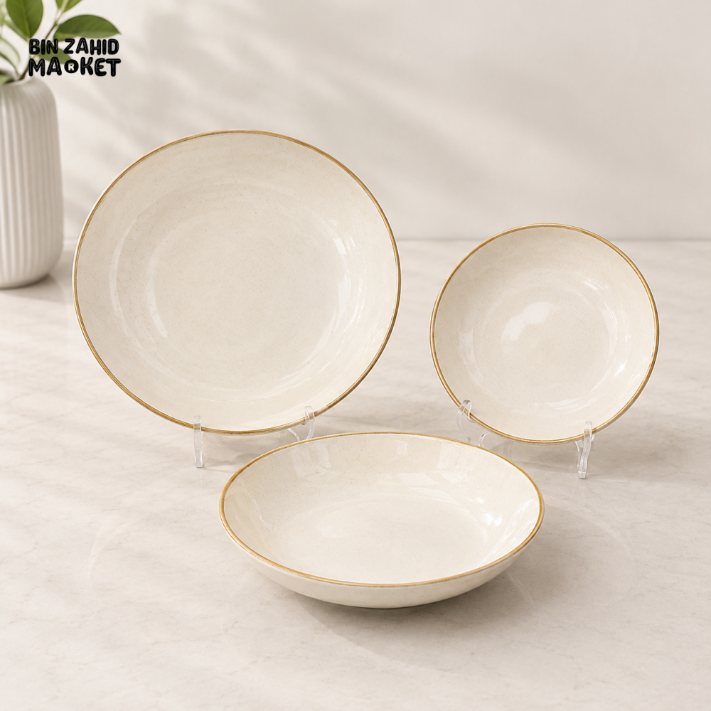 DANNY HOME GOLD RIM CERAMIC BOWL SET - 18 PIECE