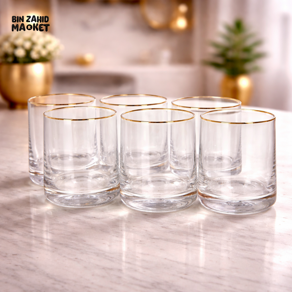 DANNY HOME GOLD RIM GLASS SET 280ML 6 PIECES -CB02-03