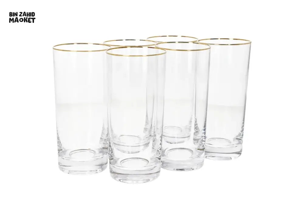 DANNY HOME GOLD RIM HIGHBALL GLASS SET 480ML 6 PIECES -CB02-02