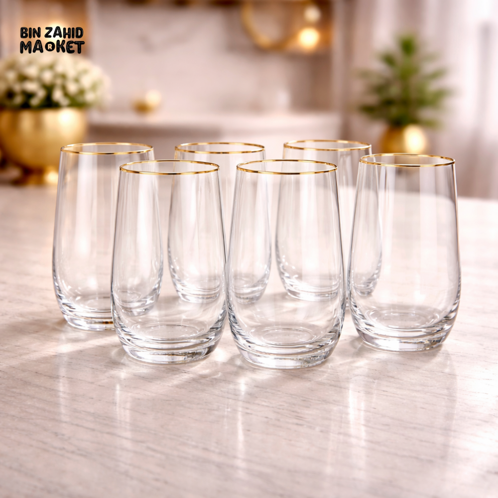 DANNY HOME GOLD RIM STEMLESS GLASS SET 550ML 6 PIECES -CB02-09