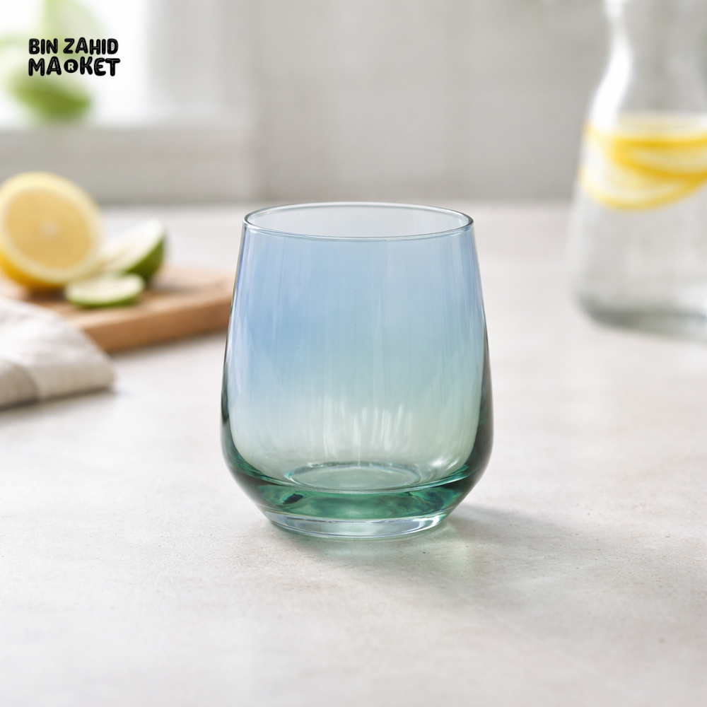 DANNY HOME GRADIENT BLUE GLASS TUMBLER SET 6PCS PREMIUM DRINKING WATER GLASSES ELEGANT TABLEWARE CB08-12