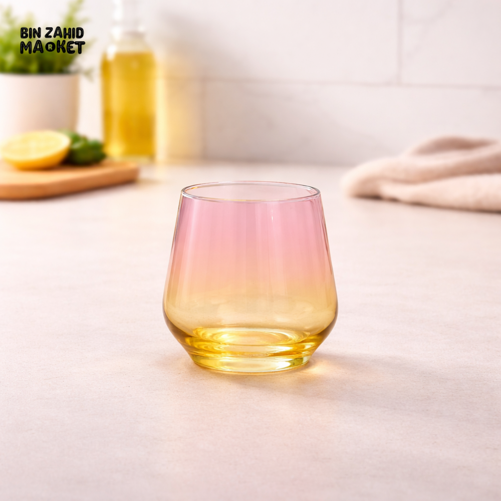DANNY HOME GRADIENT COLORED STEMLESS GLASS TUMBLER SET 360ML 6PCS DRINKING GLASSES FOR WATER JUICE COCKTAILS CB09-12