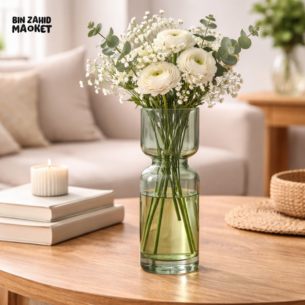 DANNY HOME GREEN GLASS FLOWER VASE -CB-91