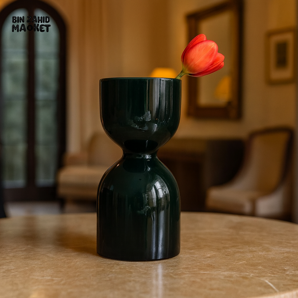 DANNY HOME GREEN GLASS VASE MODERN DECORATIVE FLOWER VASE CB 90