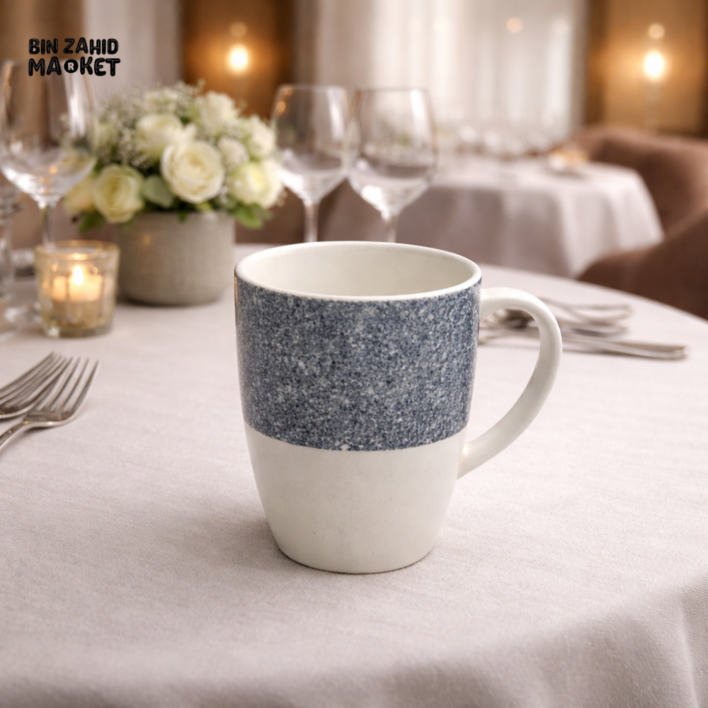 DANNY HOME GREY SPECKLED CERAMIC MUG 320ML – MODERN STONEWARE COFFEE & TEA CUP FOR ELEGANT DINING TABLE - SF01-10