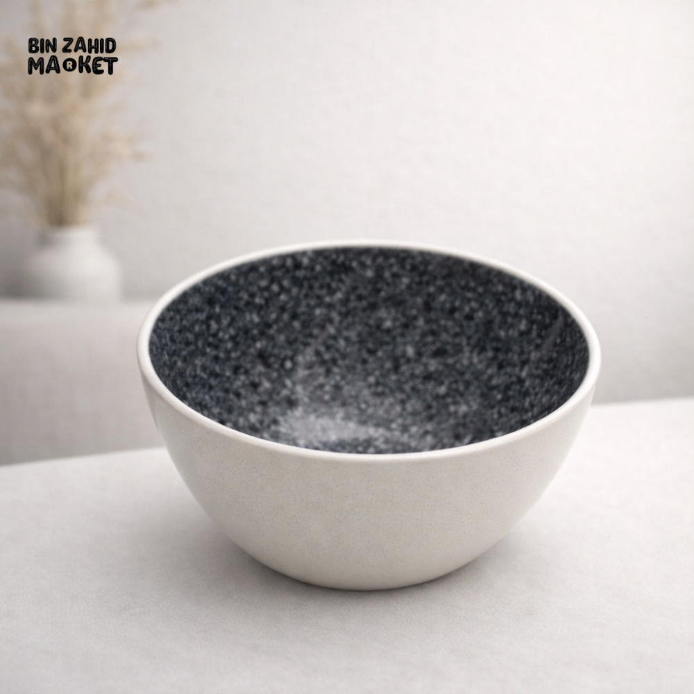 DANNY HOME GREY SPECKLED STONEWARE BOWL – MODERN CERAMIC SERVING & SOUP BOWL FOR ELEGANT TABLE SETTING - SF01-5