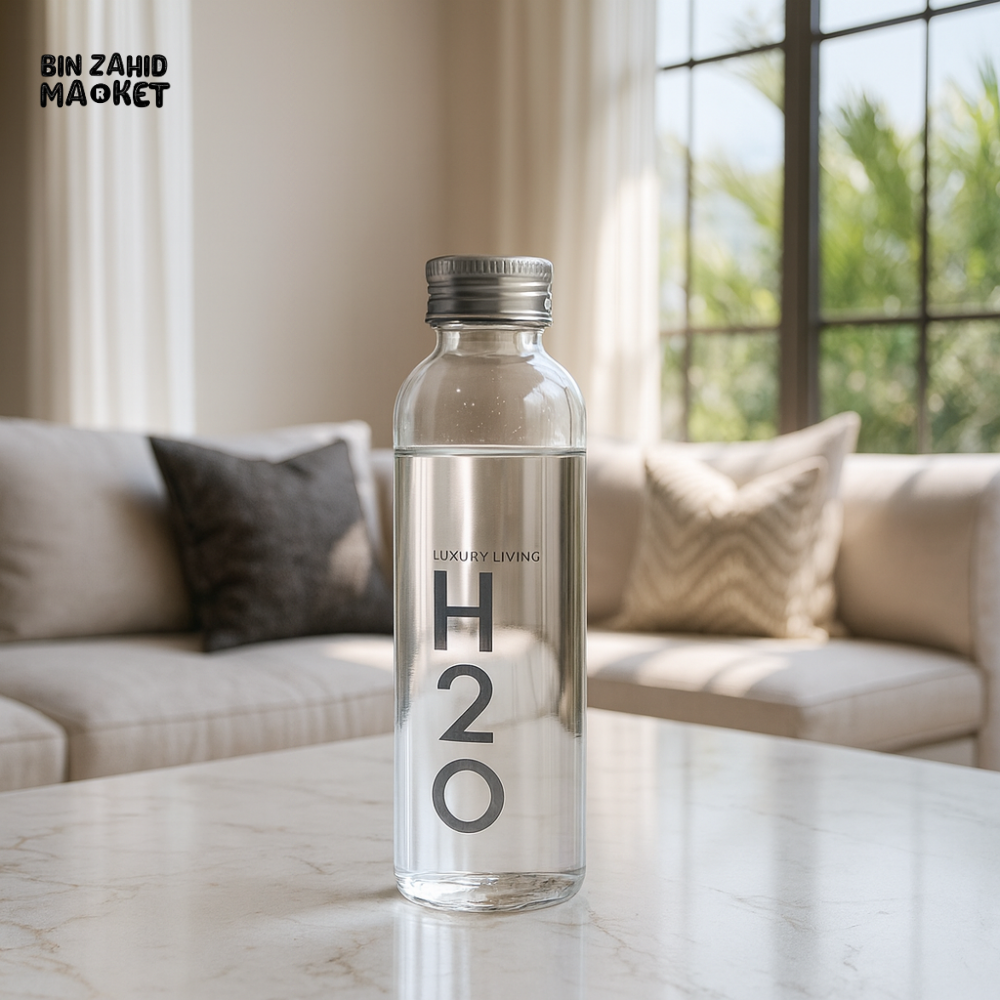 DANNY HOME H2O GLASS WATER BOTTLE WITH GREY LID 750ML YDB03 01