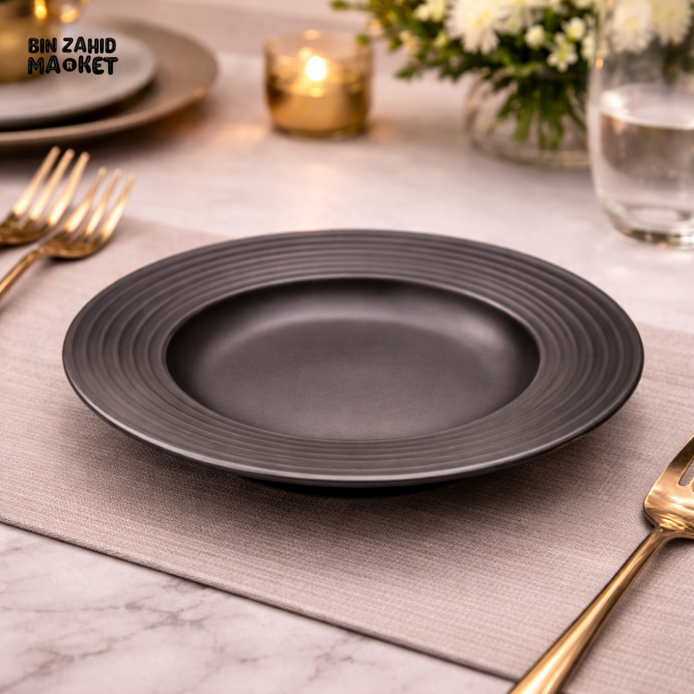 DANNY HOME LUXURY BLACK CERAMIC DESSERT PLATE 21CM -A40-3