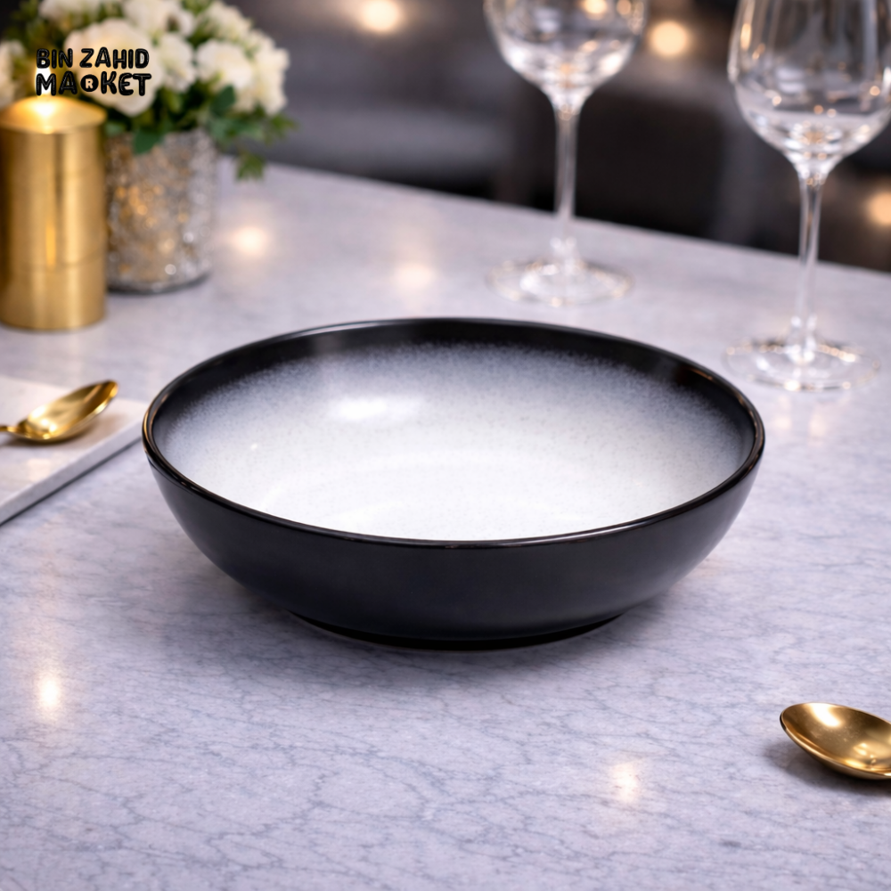 DANNY HOME LUXURY BLACK & WHITE CERAMIC SALAD BOWL - T26-06