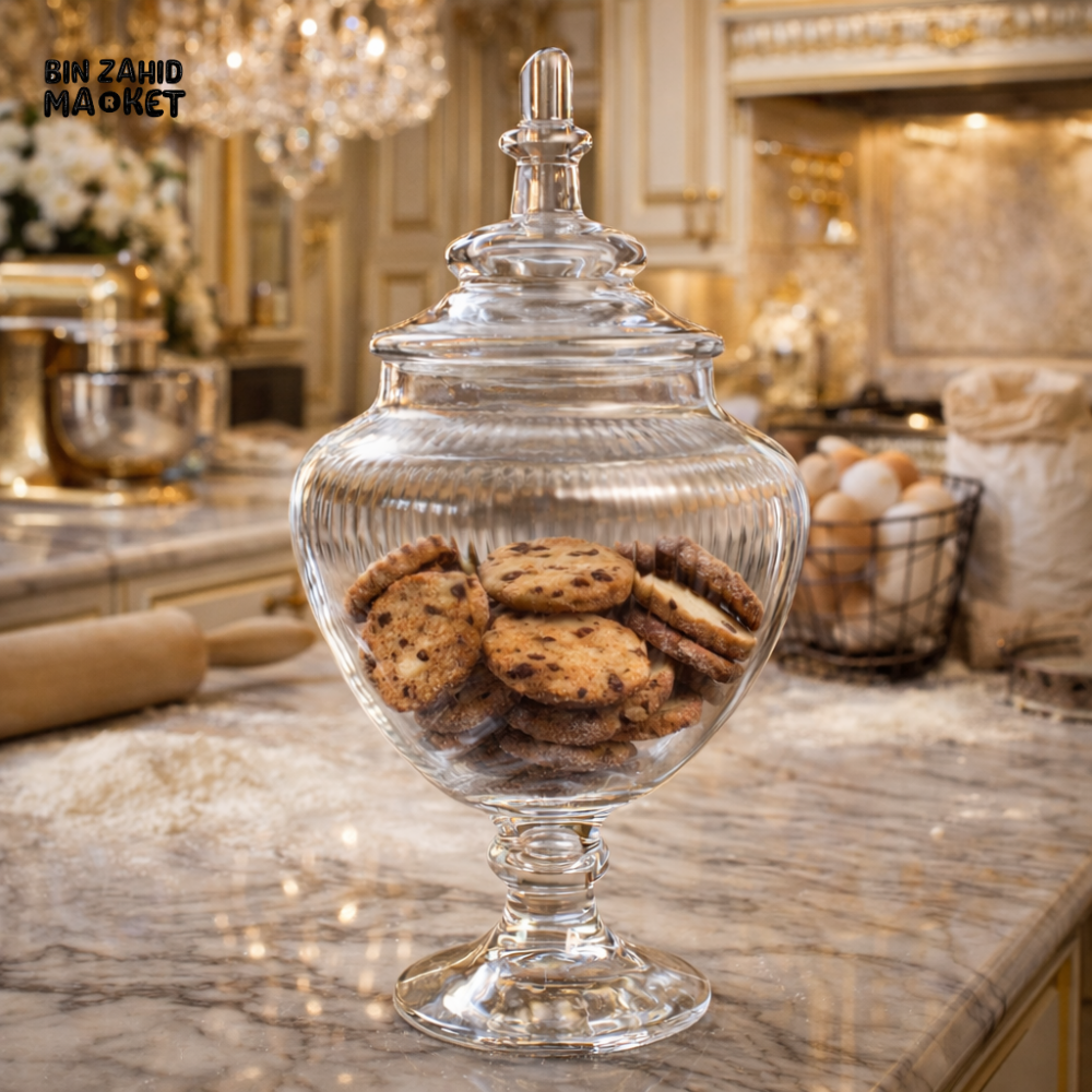 DANNY HOME LUXURY GLASS BISCUIT COOKIE STORAGE JAR WITH LID CB-61
