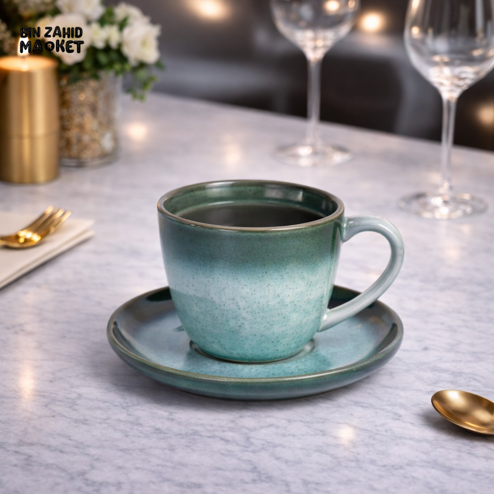 DANNY HOME LUXURY GRADIENT CERAMIC TEA CUP & SAUCER SET – 6 PIECE 300ML Brilliant Mugs