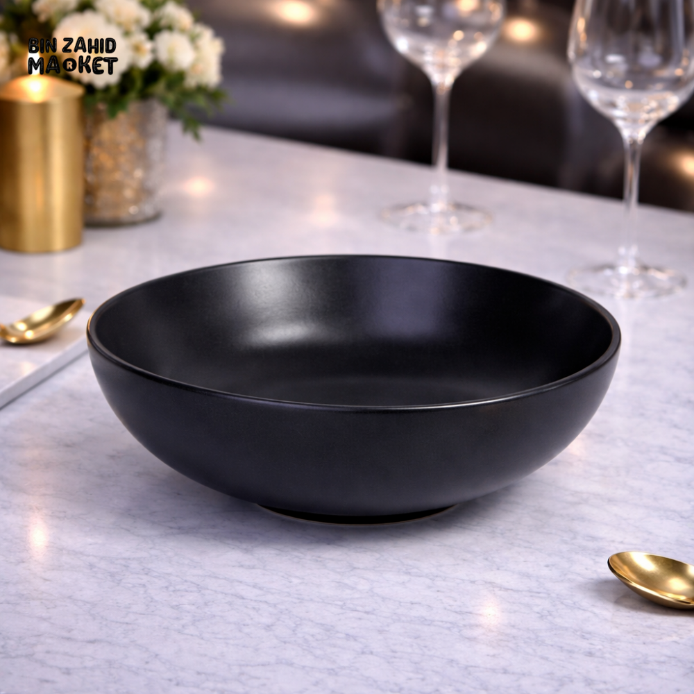 DANNY HOME LUXURY MATTE BLACK CERAMIC SALAD BOWL - T29-06