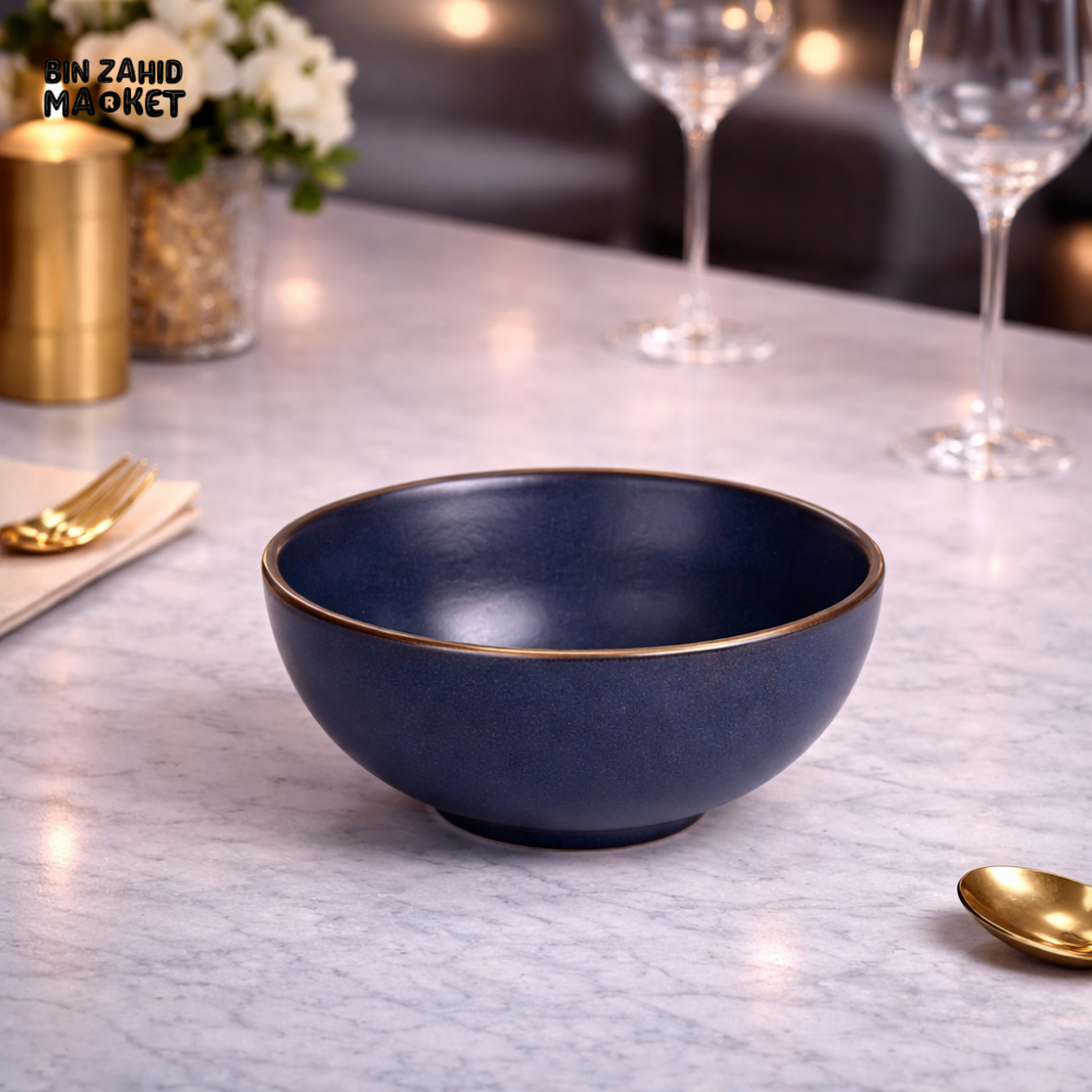 DANNY HOME LUXURY NAVY CERAMIC BOWL – GOLD RIM EDITION - T14-04