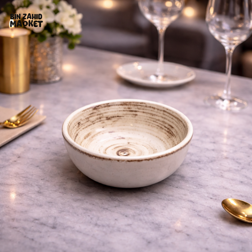 DANNY HOME LUXURY RUSTIC CERAMIC DESSERT BOWL – STONE GLAZE FINISH - NB004-120