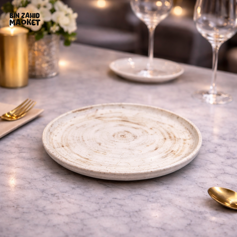 DANNY HOME LUXURY RUSTIC CERAMIC DESSERT PLATE – STONE GLAZE FINISH - NB004-14