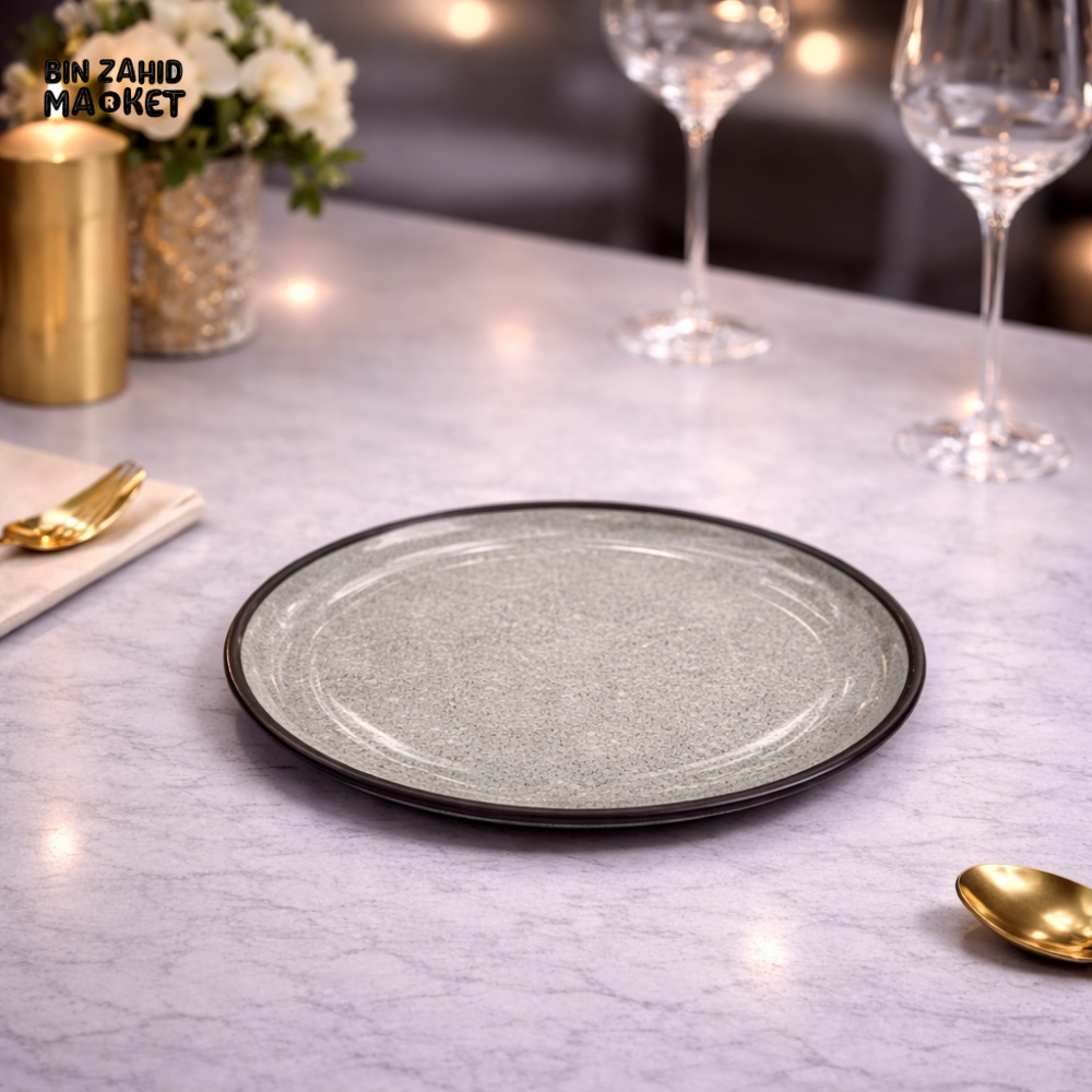 DANNY HOME LUXURY SPECKLED CERAMIC DESSERT PLATE – BLACK RIM EDITION - T16-02