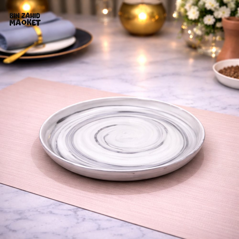 DANNY HOME MARBLE SWIRL CERAMIC SOUP PLATE 20.32CM - Plates