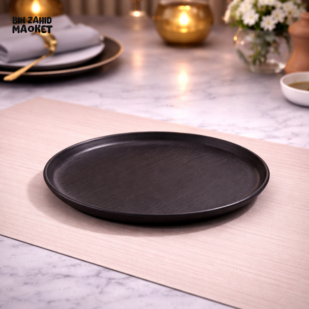 DANNY HOME MATTE BLACK CERAMIC FLAT PLATE 20CM - Plates