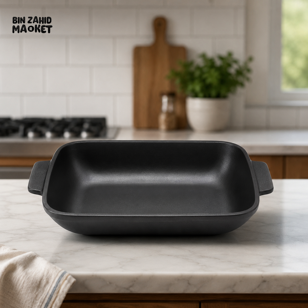 DANNY HOME MATTE BLACK STONEWARE RECTANGULAR BAKING & ROASTING DISH WITH HANDLES 9.0 INCH – 90CFKP