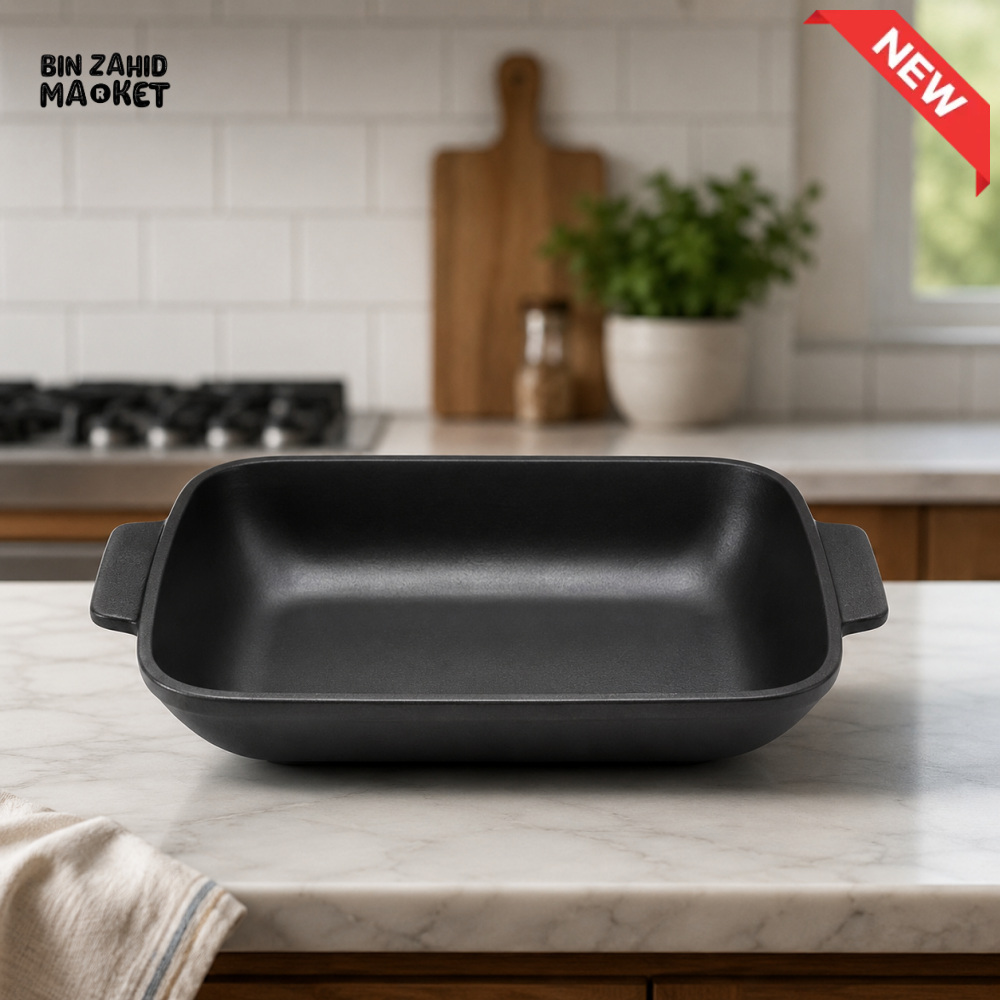 DANNY HOME MATTE BLACK STONEWARE RECTANGULAR BAKING & ROASTING DISH WITH HANDLES 9.0 INCH – 90CFKP