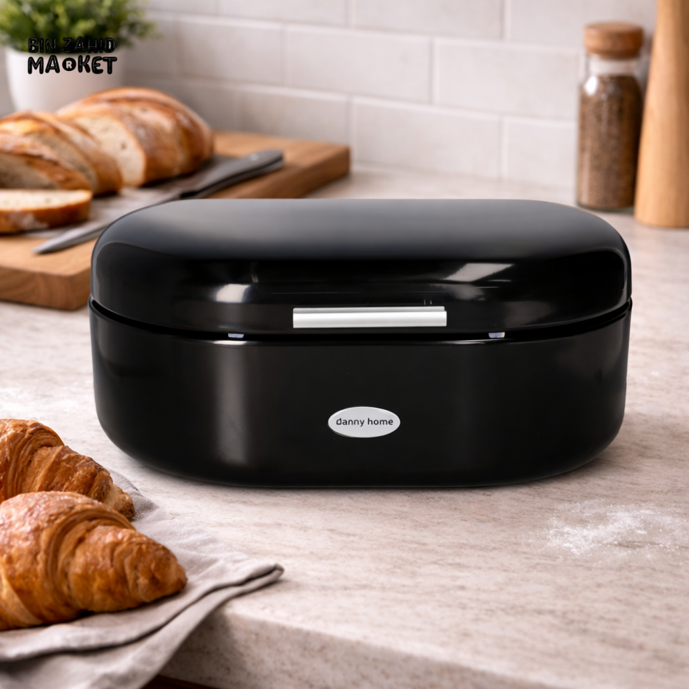 DANNY HOME METAL BREAD BOX WITH LID - BLACK DH3736
