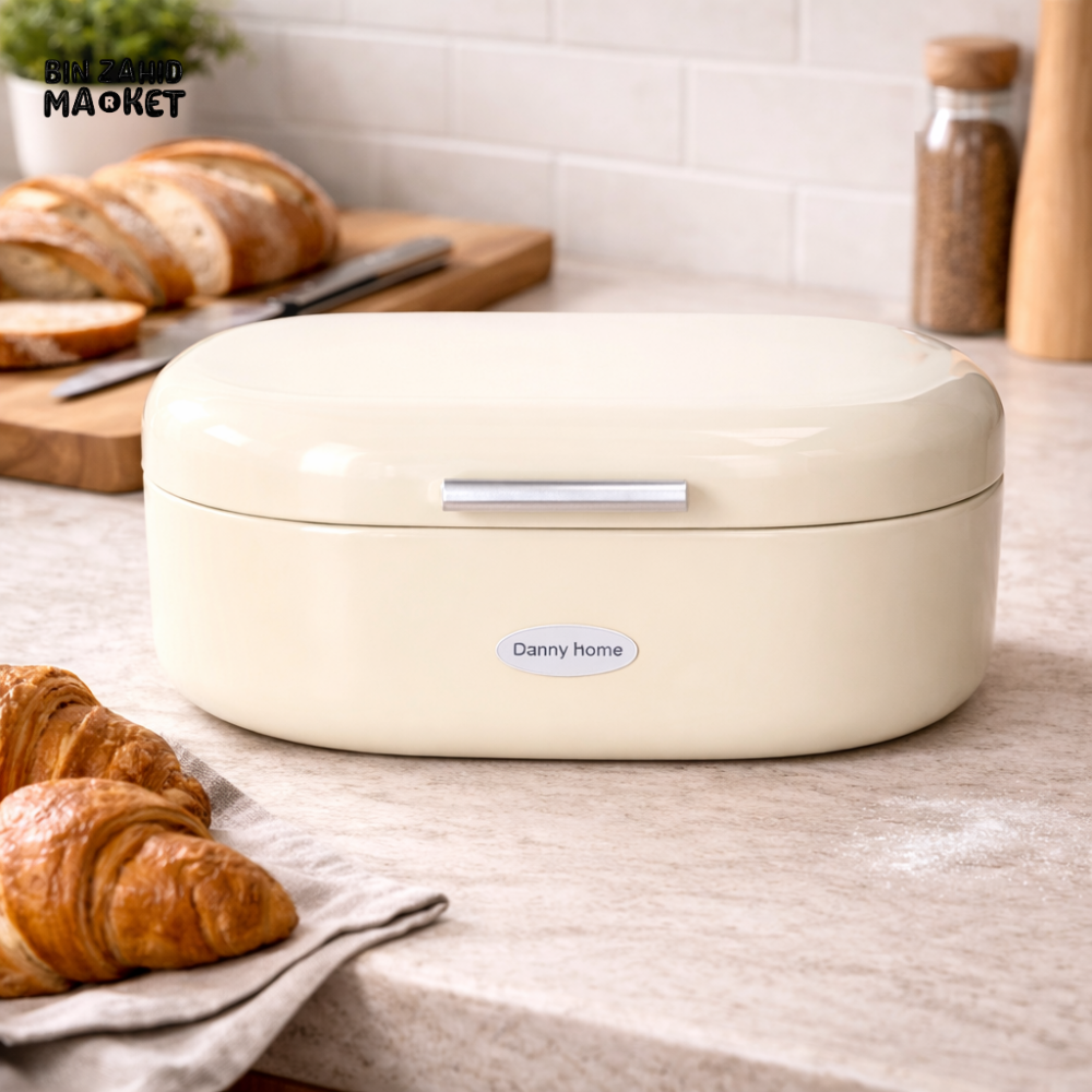 DANNY HOME METAL BREAD BOX WITH LID - WHITE DH3737