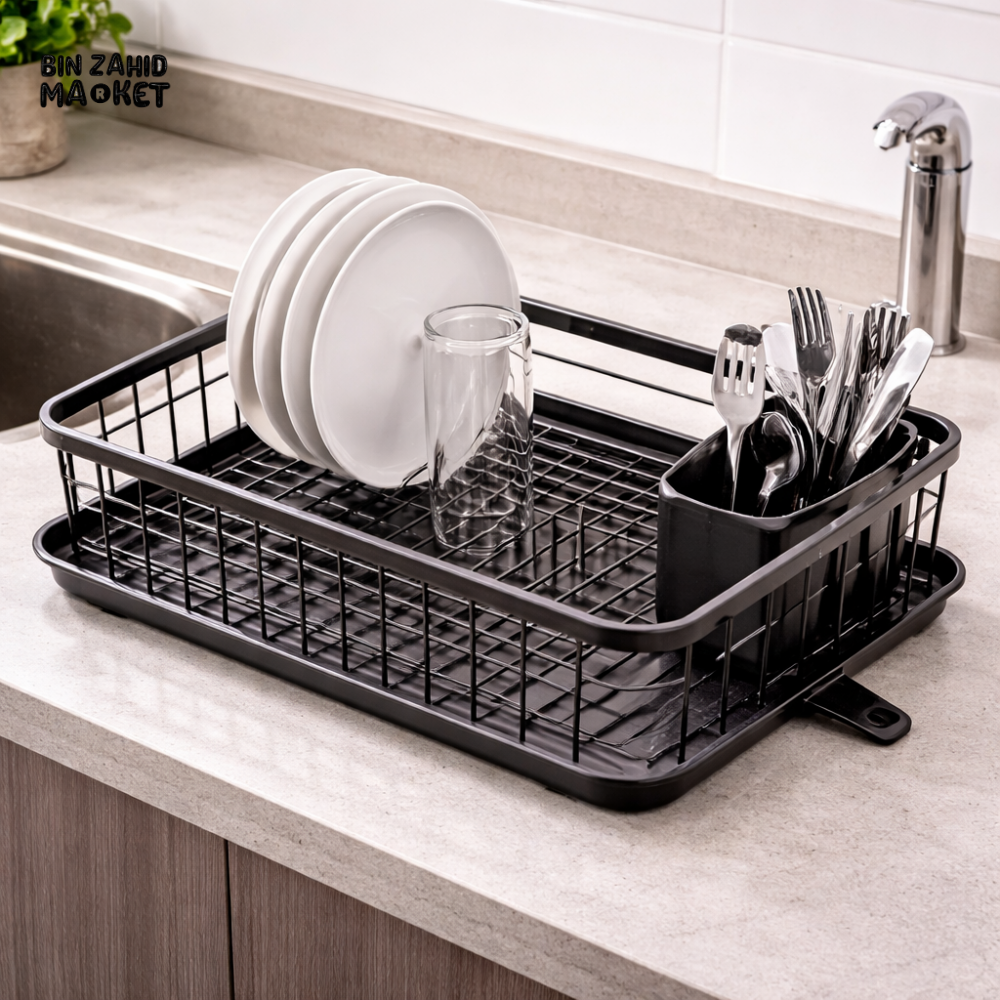 DANNY HOME METAL DISH DRYING RACK KITCHEN COUNTER DISH DRAINER PLATE HOLDER STORAGE ORGANIZER 43x31.5x11.7CM ZYB154