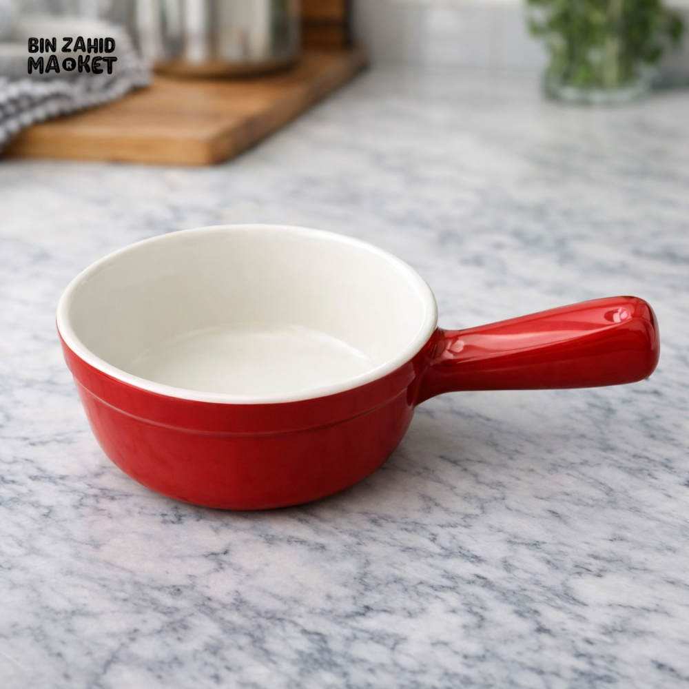DANNY HOME MINI CERAMIC SAUCEPAN 3 INCH DISH RED HEAT RESISTANT COOKING POT DS2103-04