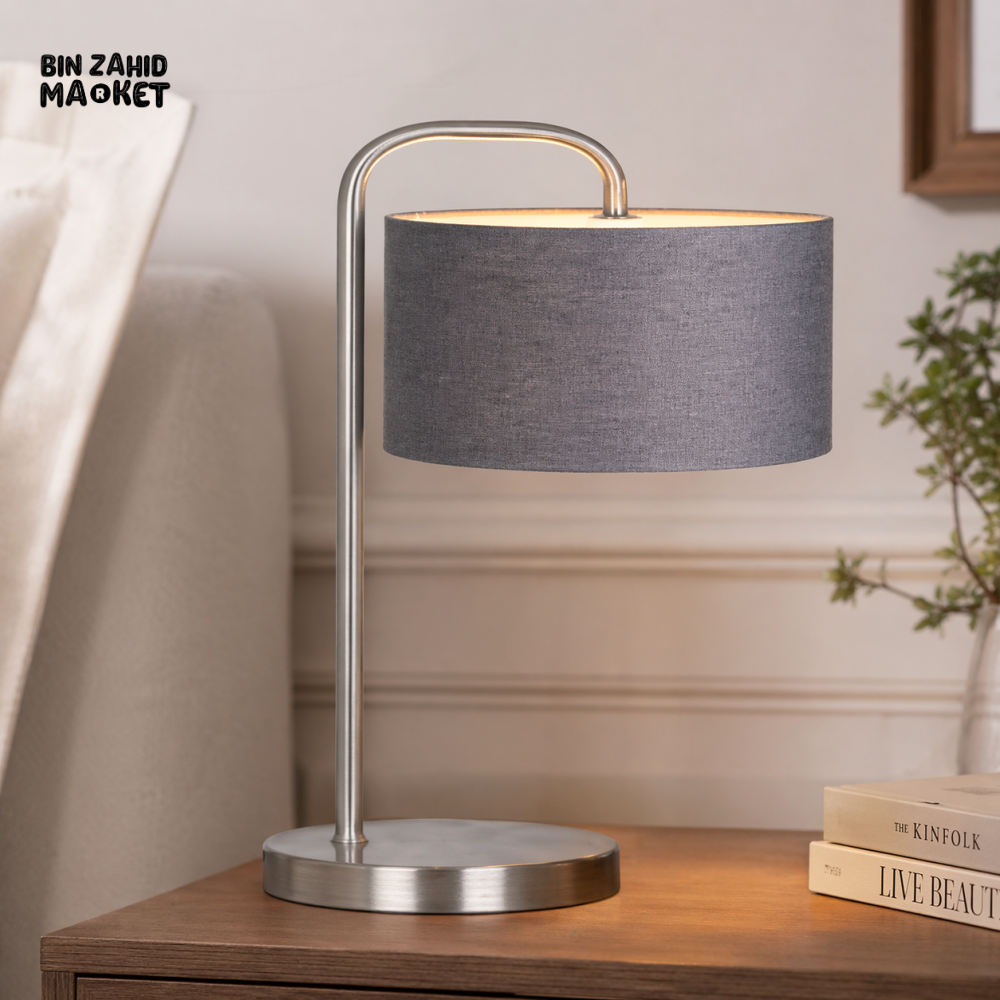 DANNY HOME MODERN BLACK METAL TABLE LAMP WITH FABRIC SHADE MINIMALIST BEDSIDE LIGHT TL-043-1