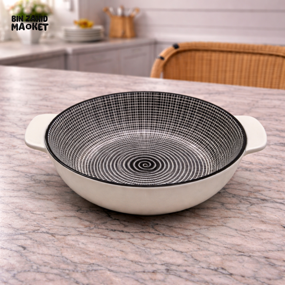 DANNY HOME MODERN PORCELAIN SERVING BOWL WITH HANDLES 22.9CM -90TYKP 2007