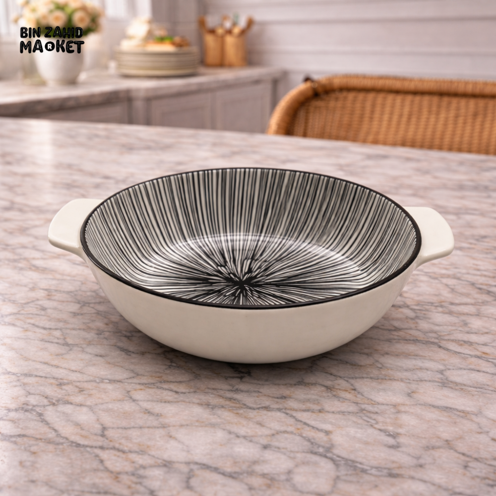 DANNY HOME MODERN PORCELAIN SERVING BOWL WITH HANDLES 22.9CM -90TYKP 2010