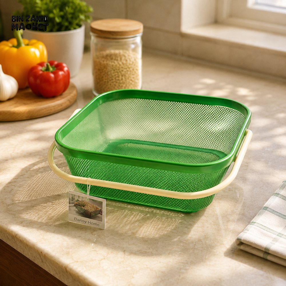 DANNY HOME MULTIPURPOSE PLASTIC MESH VEGETABLE WASHING & DRAIN BASKET WITH HANDLE - ZYB280